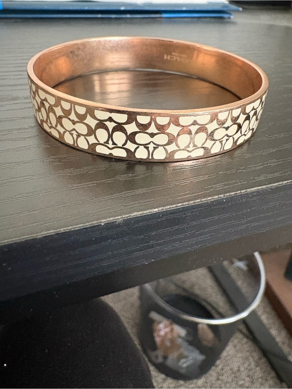 Coach Signature Beige and Brown Bangle Bracelet And Coach Silver Bracelet - Picture 2 of 4